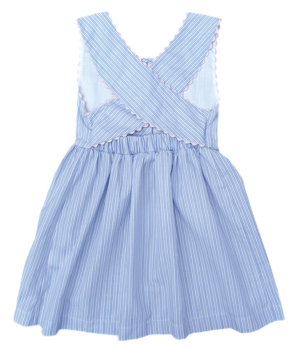 James & Lottie Sammy Dress, Pink & Blue Stripe
