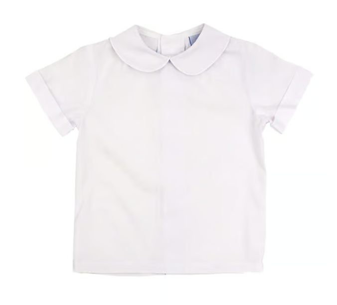 Bailey Boys White Button Back, Boys SS Piped Shirt