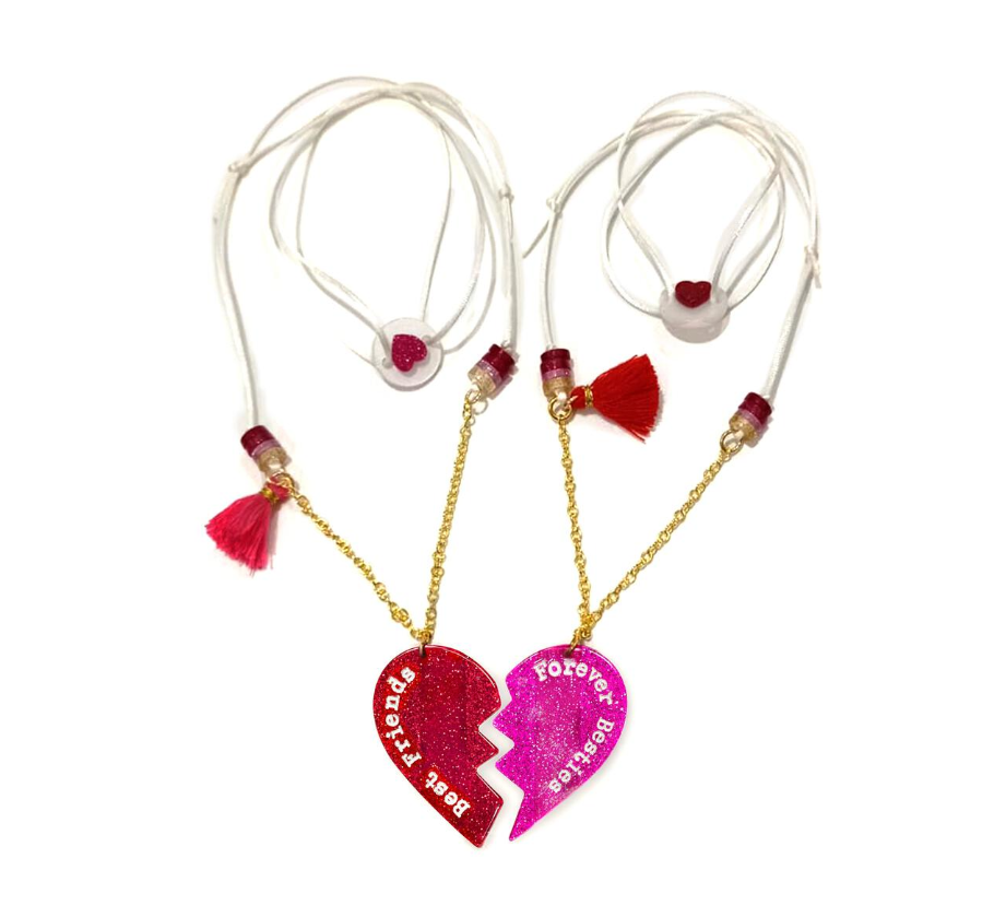Lilies & Roses Best Friends + Forever Besties Hearts Necklace