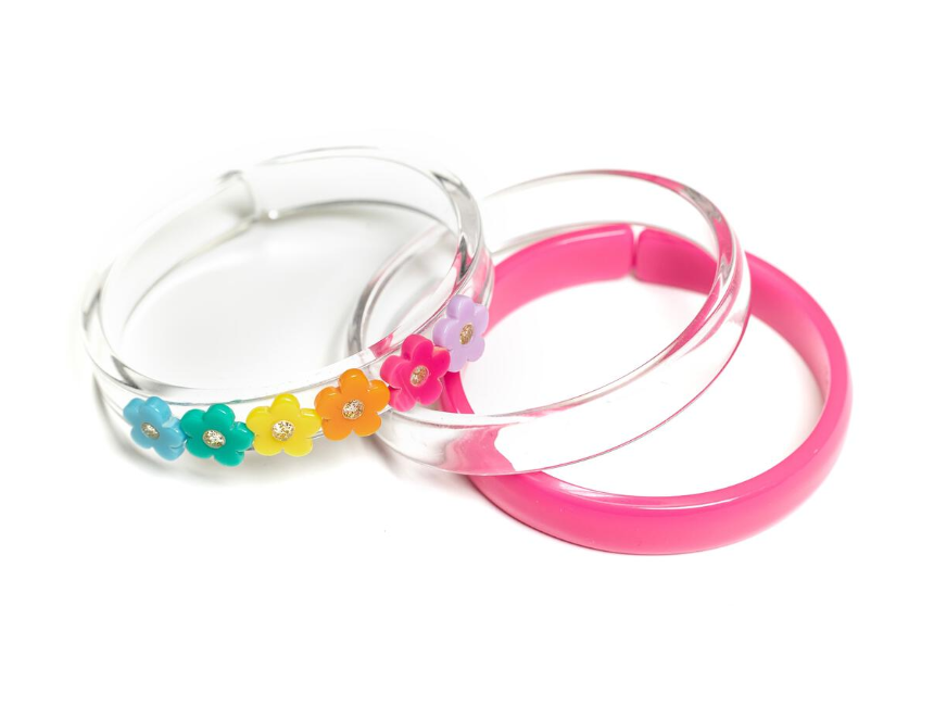 Lilies & Roses Bright Colors Flowers & Crystal Bangles