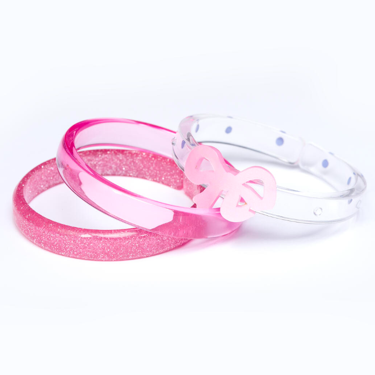 Lilies & Roses Bow Fancy Satin Pink Bangles