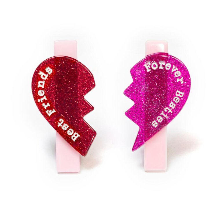 Lilies & Roses Best Friends + Forever Besties Hearts Hair Clips