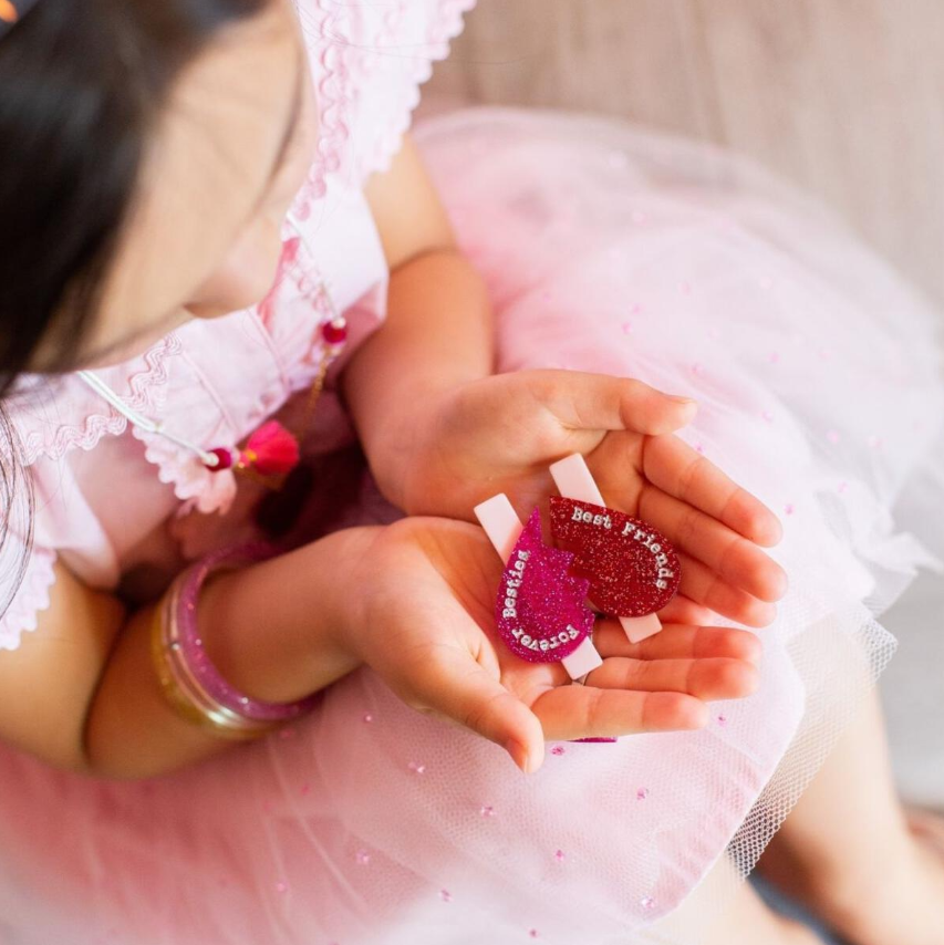 Lilies & Roses Best Friends + Forever Besties Hearts Hair Clips