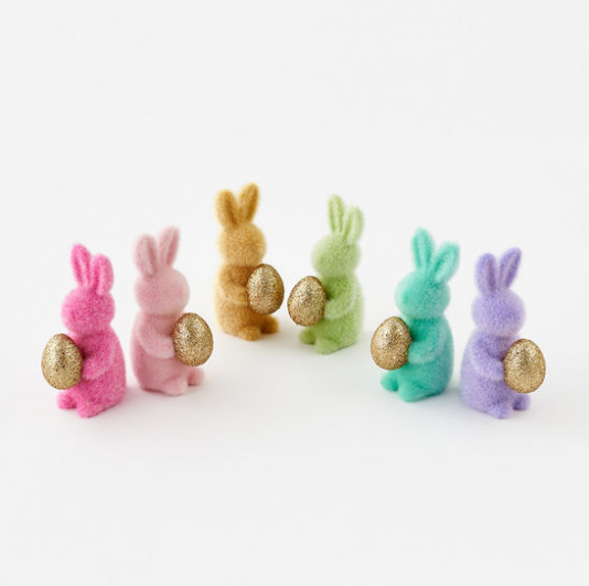 One Hundred 80 Degrees Flocked Bunny with Gold Egg