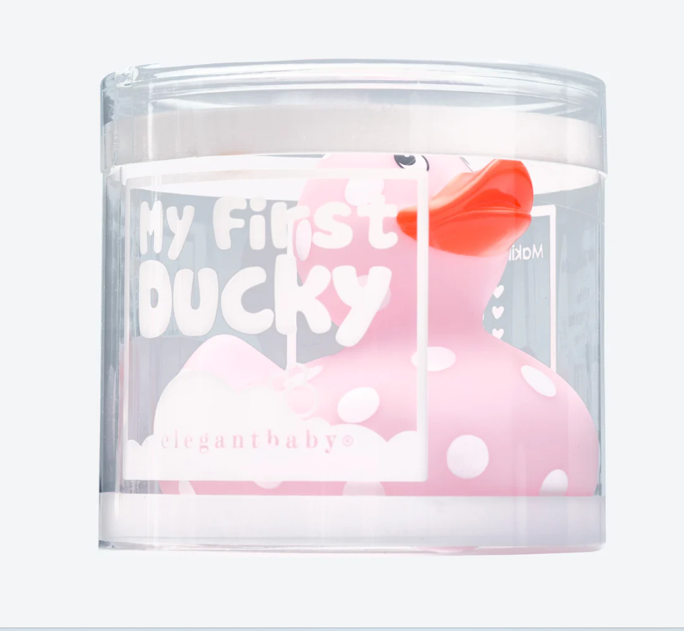 Elegant Baby Pink Polka Dot Rubber Duckie