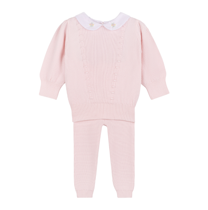 Feltman Brothers Pink Detailed Collar Knit Set