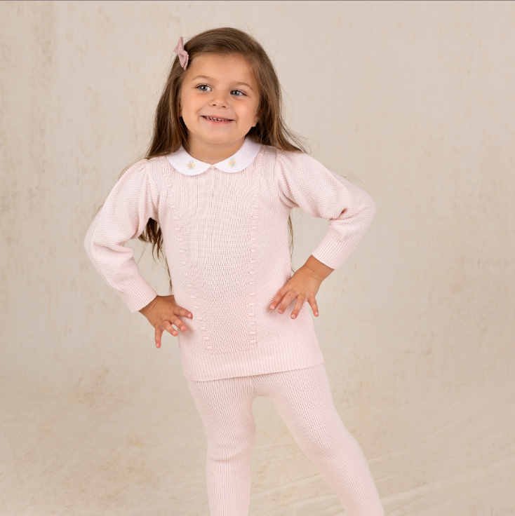 Feltman Brothers Pink Detailed Collar Knit Set