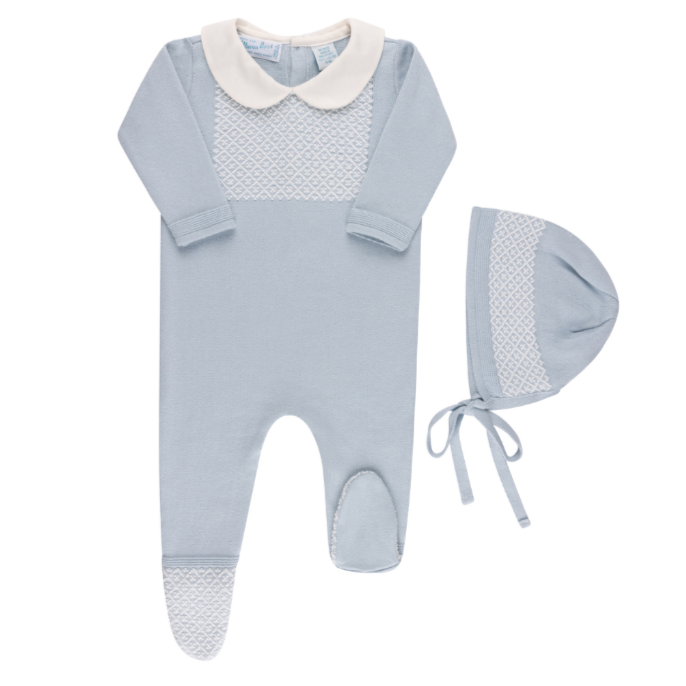 Feltman Brothers Jacquard Collared Knit Romper & Bonnet