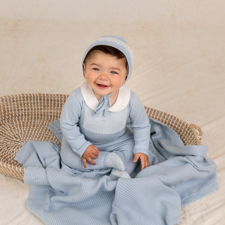 Feltman Brothers Jacquard Collared Knit Romper & Bonnet