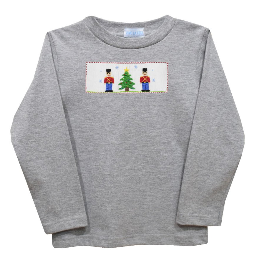 Vive La Fete Nutcracker Smocked Grey T-Shirt