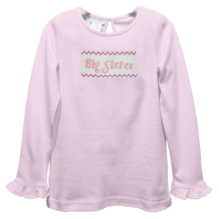 Vive La Fete Big Sister Smocked Pink T-Shirt