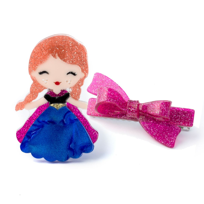 Lilies & Roses Cute Doll Dark Blue Dress Hair Clips
