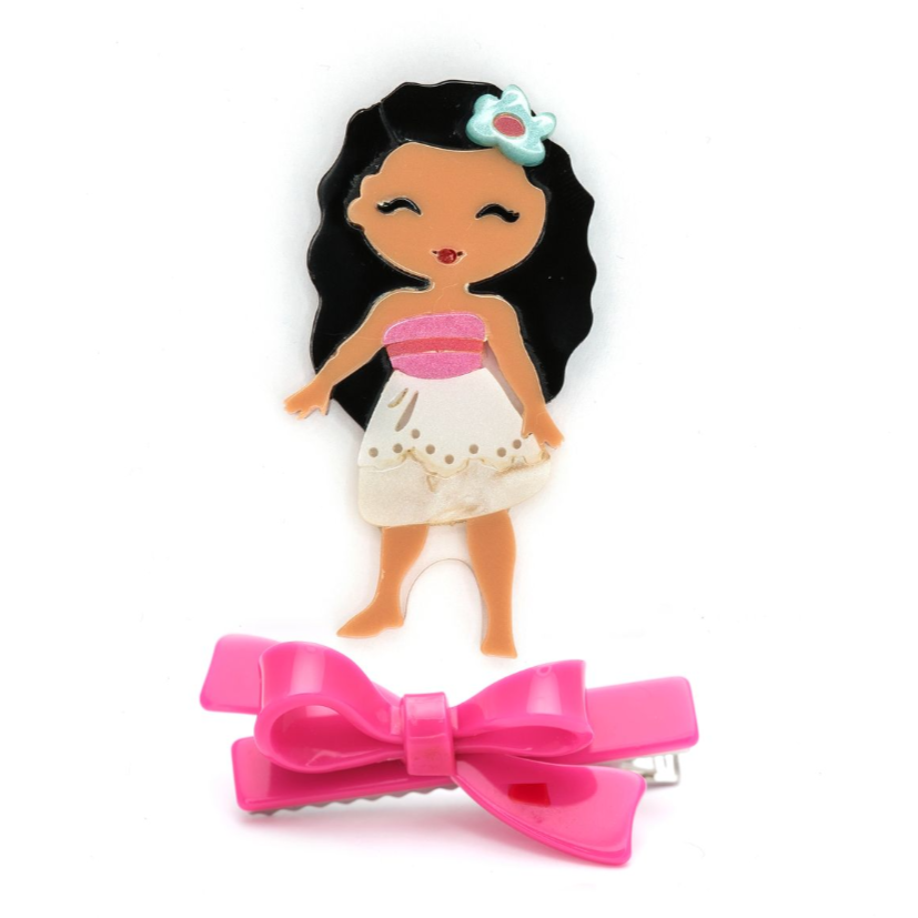Lilies & Roses Cute Doll Flower with Bow Hair Clips