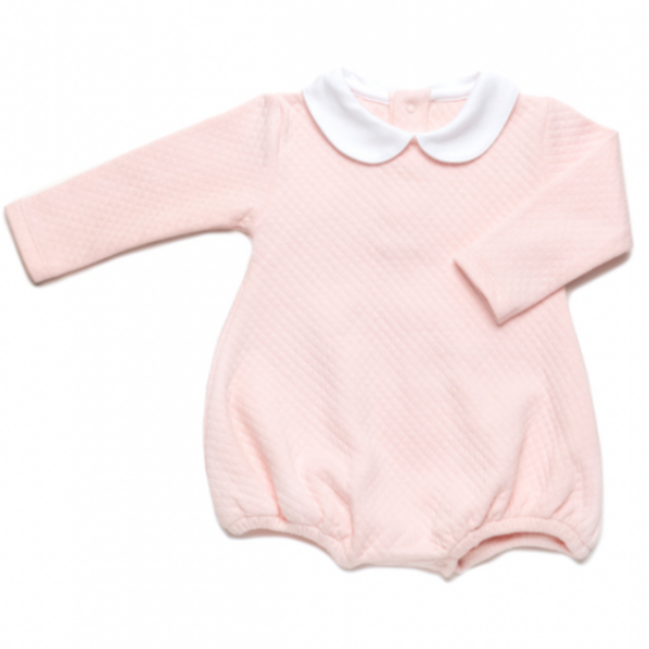 Milly Marie Diamond Quilt Long Sleeve Pima Bubble, Light Pink