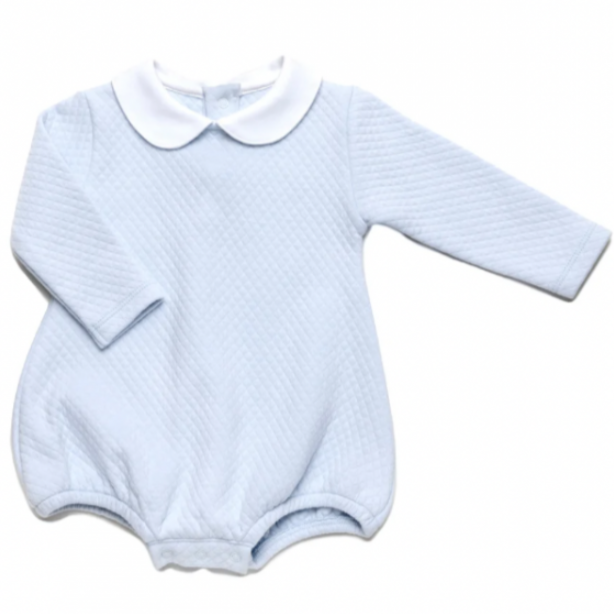 Milly Marie Diamond Quilt Long Sleeve Pima Bubble, Light Blue