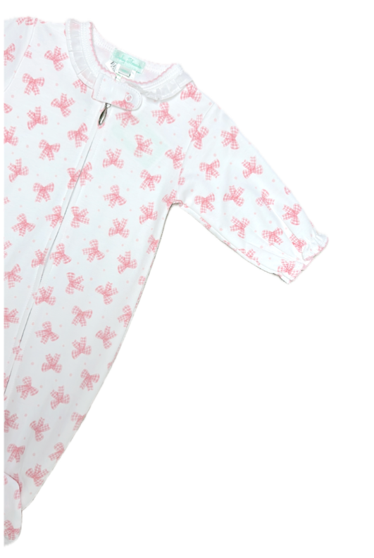 Baby Threads Pink Bows Printed Zipper Footie