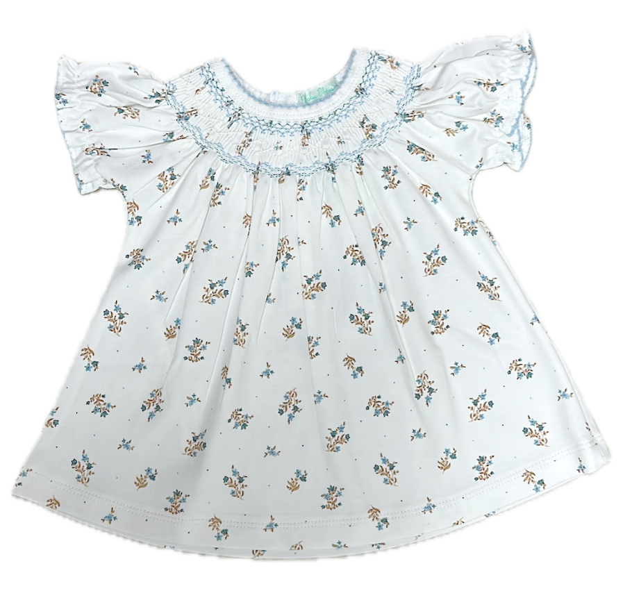 Baby Threads Dainty Blue Flowers Smocked Bishop Set
