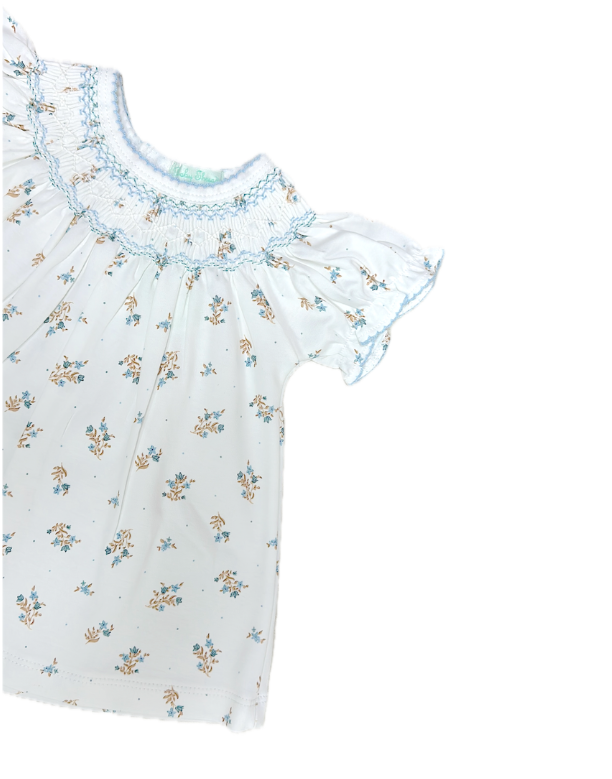 Baby Threads Dainty Blue Flowers Smocked Bishop Set