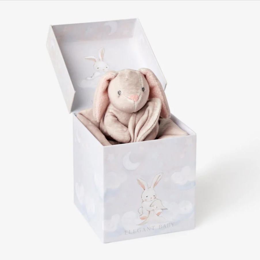 Elegant Baby Boxed Lovie Bunny with Velour Blankie