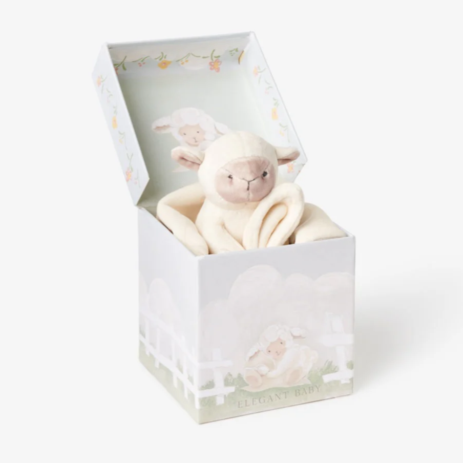 Elegant Baby Boxed Lovie Lamb with Velour Blankie