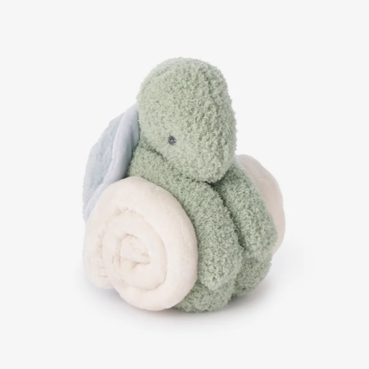 Elegant Baby Green Turtle Mini Huggie Plush Toy & Blanket