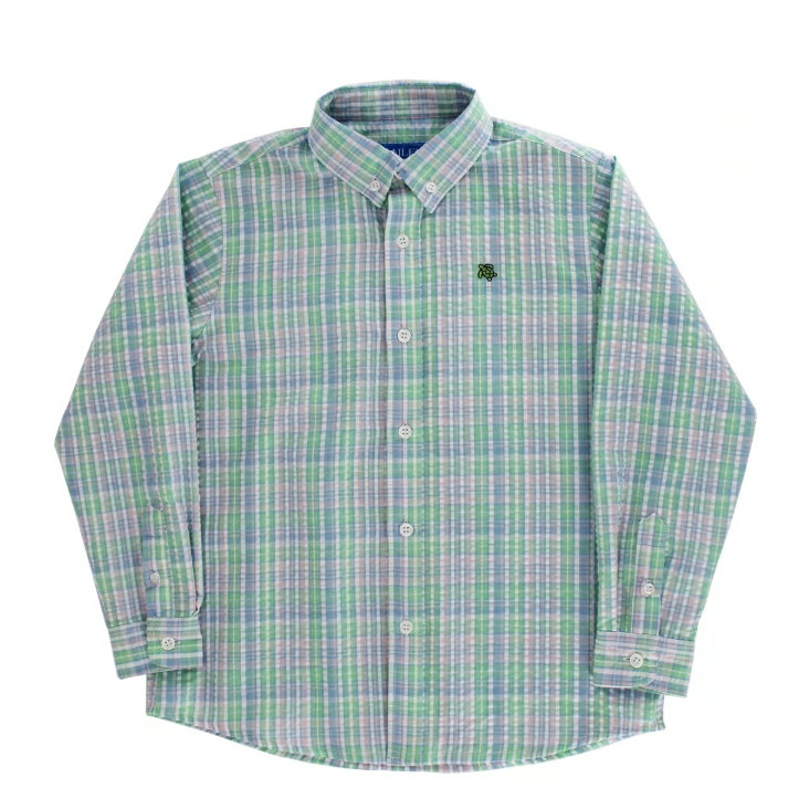 Squiggles Button Down Shirt, Canterbury Seersucker