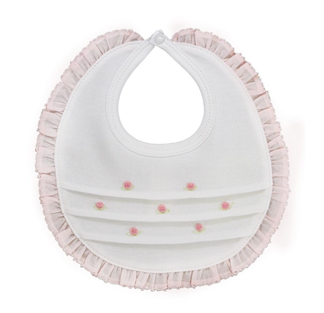 Baby Threads Rose Buds White Bib
