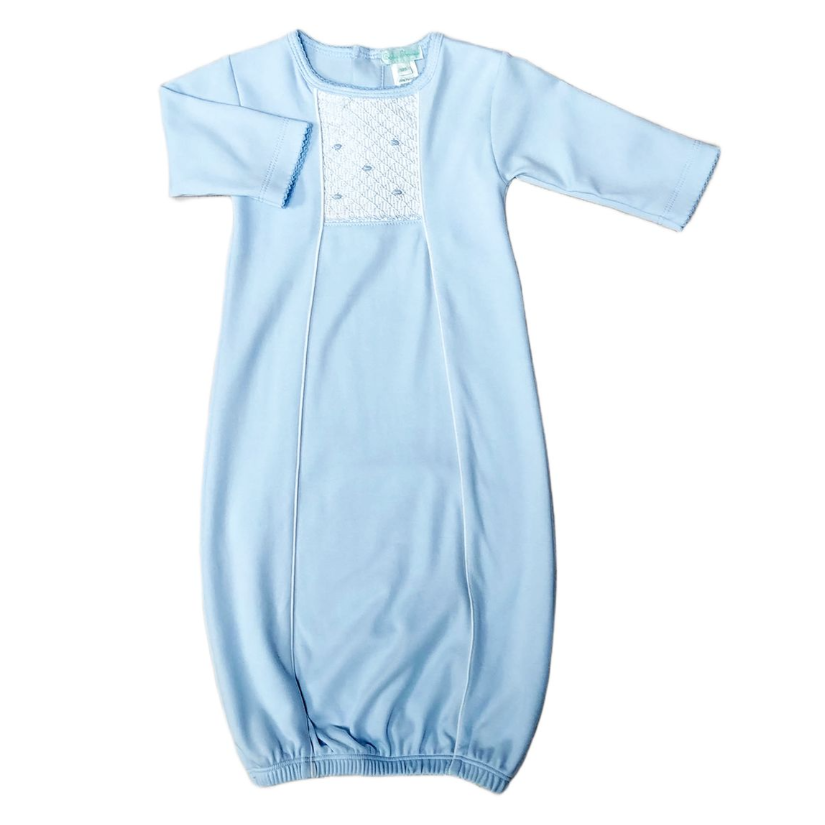 Baby Threads Classic Blue Collection Smocked Gown