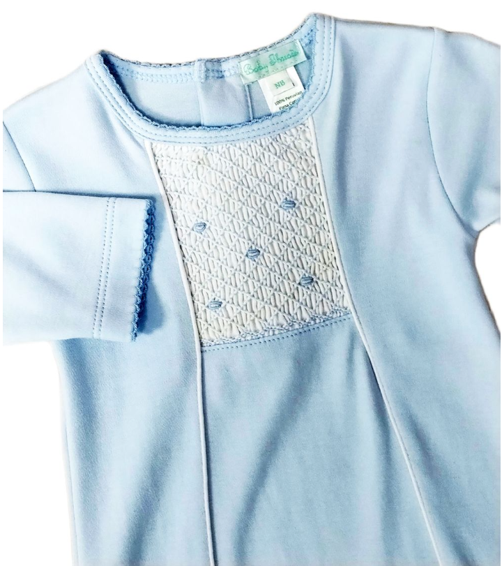 Baby Threads Classic Blue Collection Smocked Gown