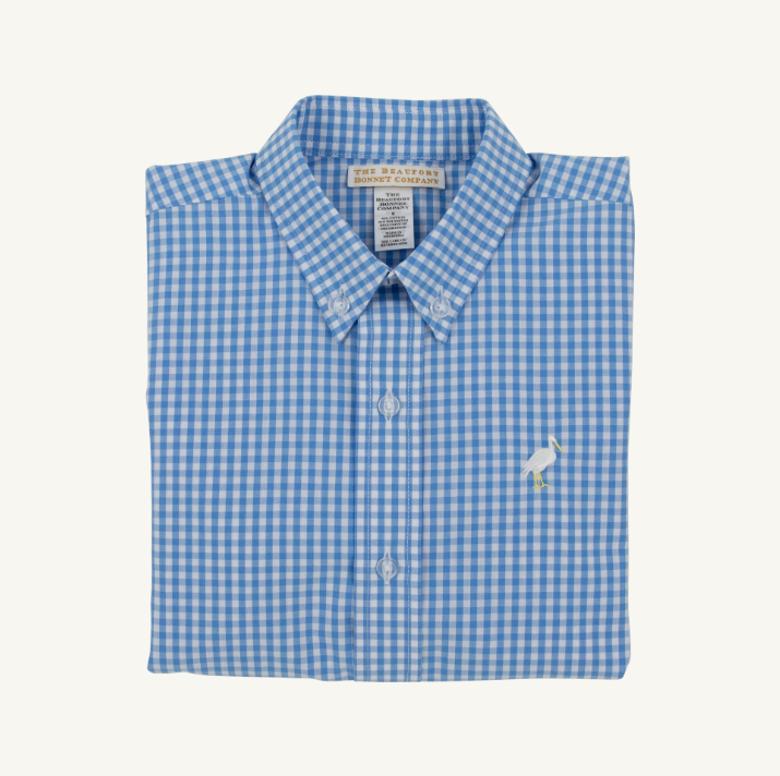 Beaufort Bonnet Dean's List Dress Shirt Rolled Sleeve, Sunrise Blvd Blue Minigingham