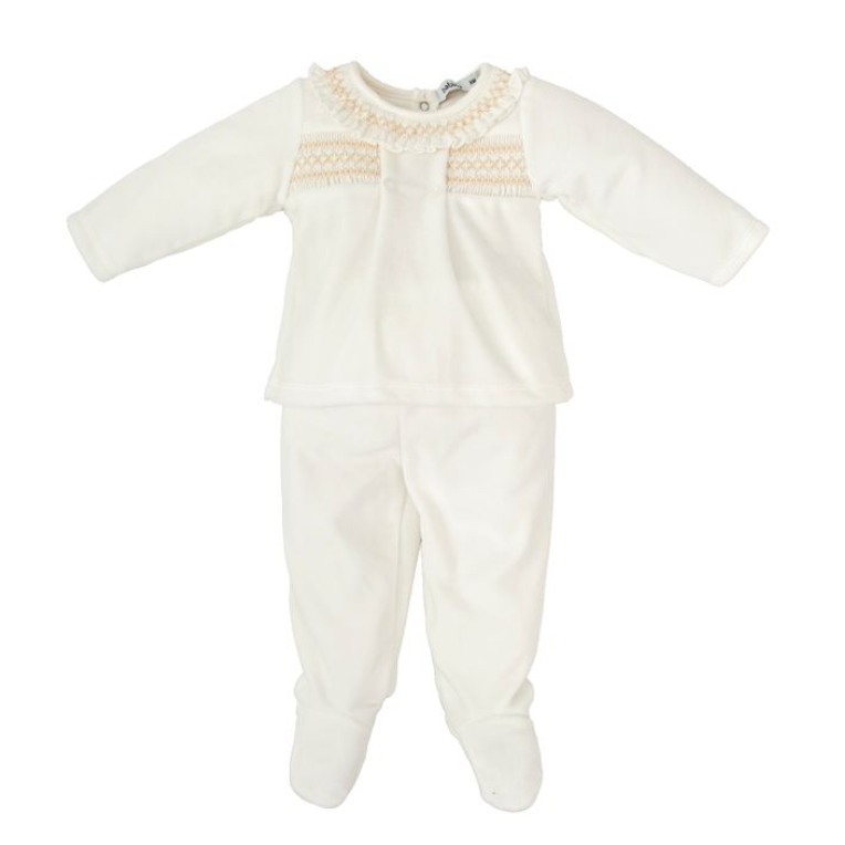 Babidu Pant Set with Ecru Smocking