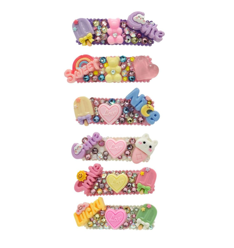 Bari Lynn Assorted Charms & Crystals Snap Clips