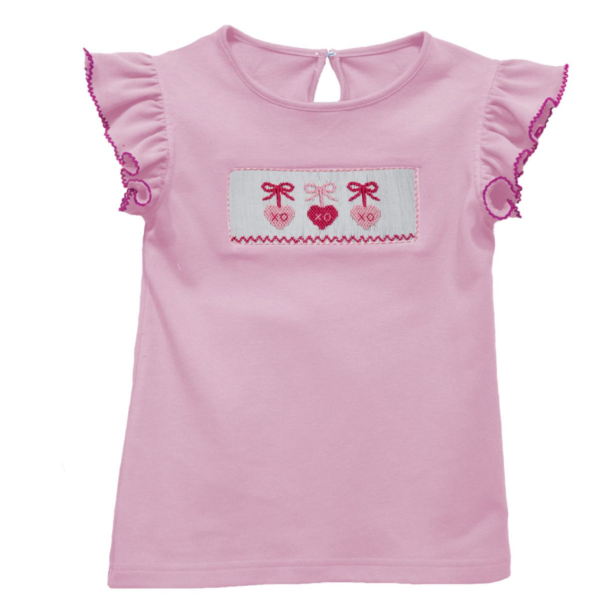 Vive La Fete Valentine Sweets Smocked Pink Flutter Sleeve