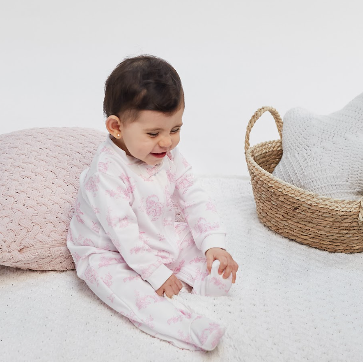 Nella Pima Pink Toile Zipper Footie