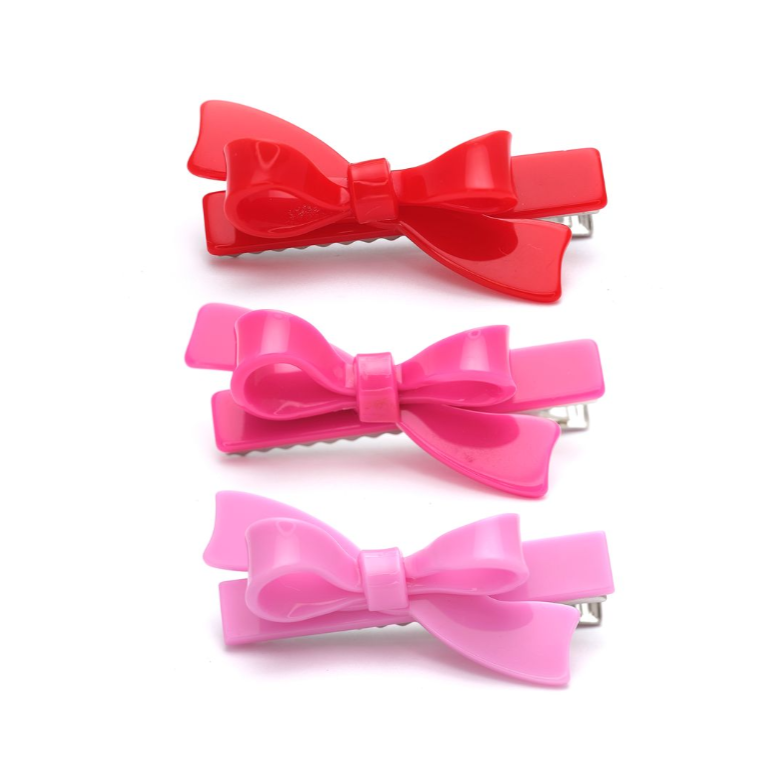 Lilies & Roses Bows Red Pink Shades Hair Clips