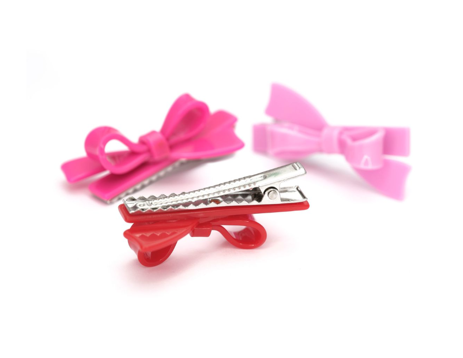 Lilies & Roses Bows Red Pink Shades Hair Clips