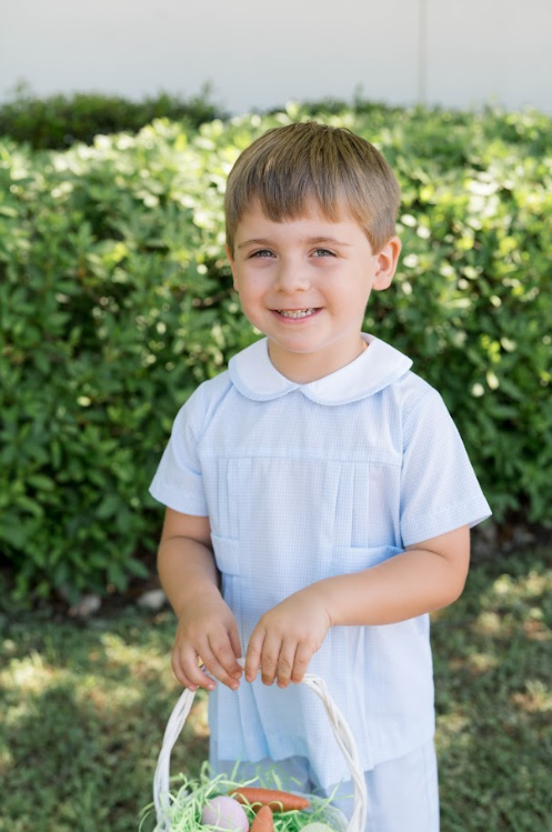 Lullaby Set Andrew Short Set, Baker Blue Minigingham