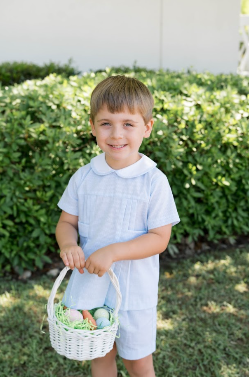 Lullaby Set Andrew Short Set, Baker Blue Minigingham