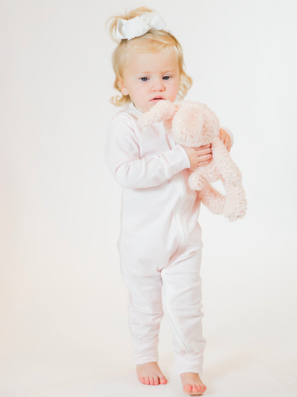 Milly Marie Striped Convertible 2-Way Zip Pima Footie Pajama