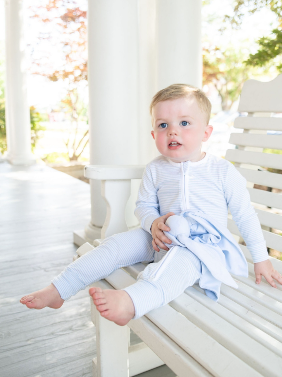 Milly Marie Striped Convertible 2-Way Zip Pima Footie Pajama