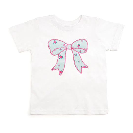 Sweet Wink Sky Blue Floral Bow Patch SS T- Shirt