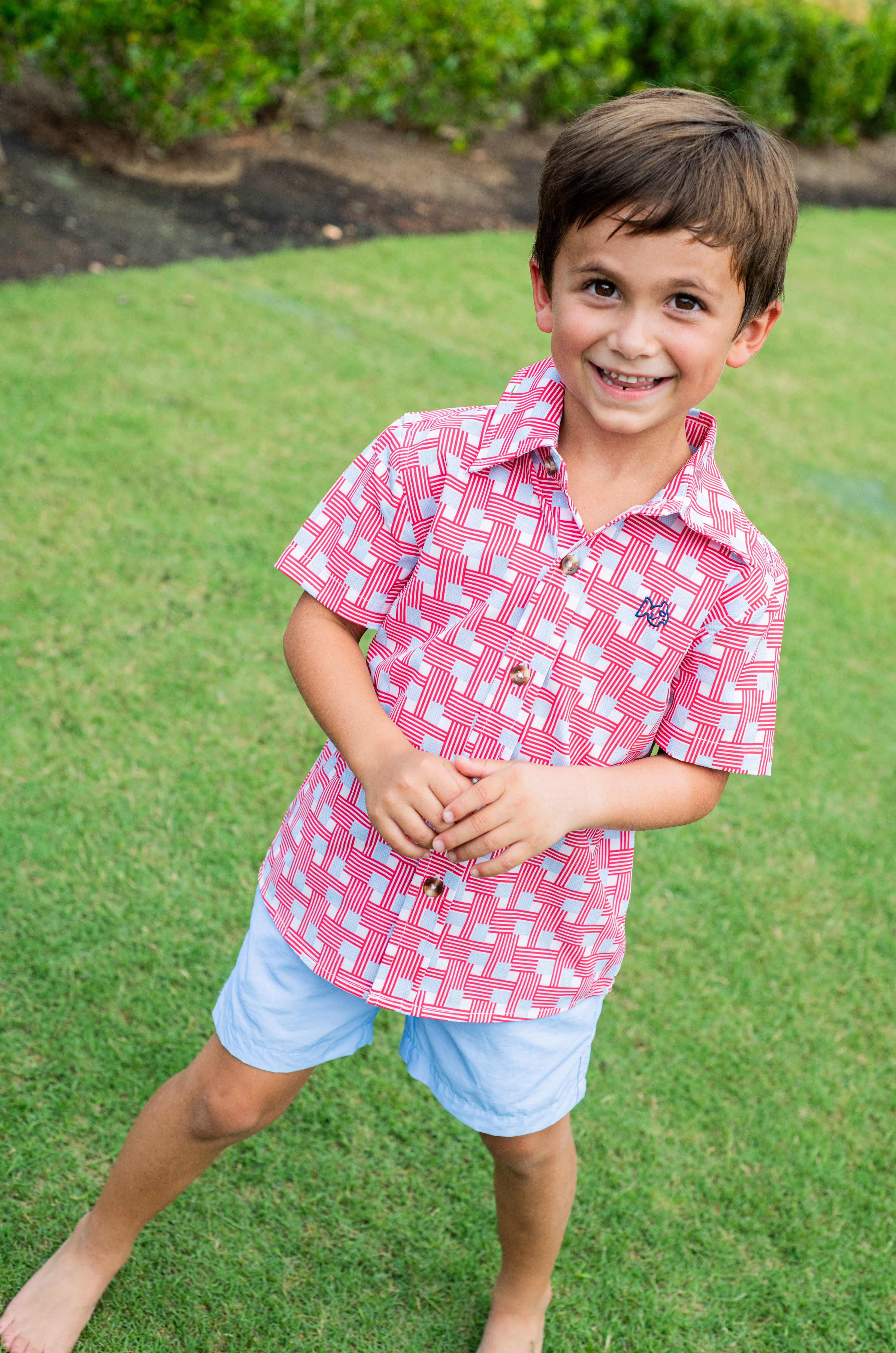 Prodoh Button Down Shirt, American Flag Plaid