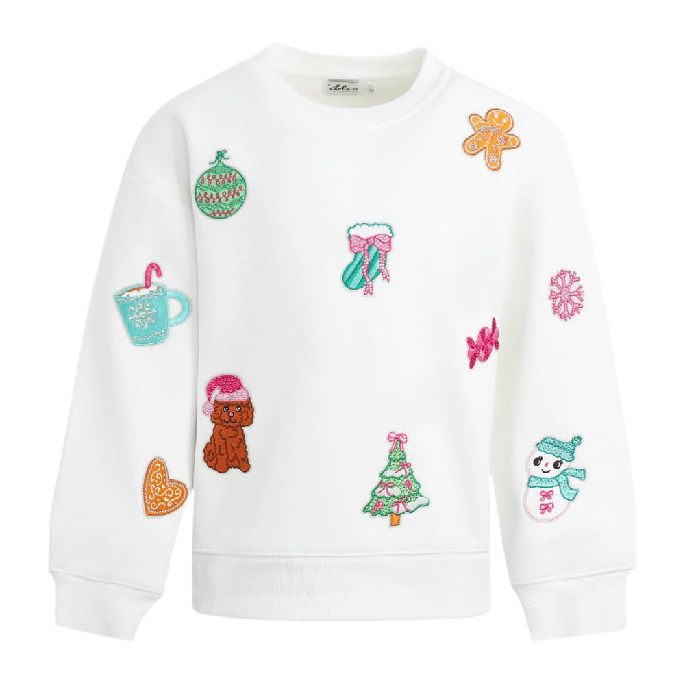 Lola & The Boys Sweet Holiday Patch Sweatshirt