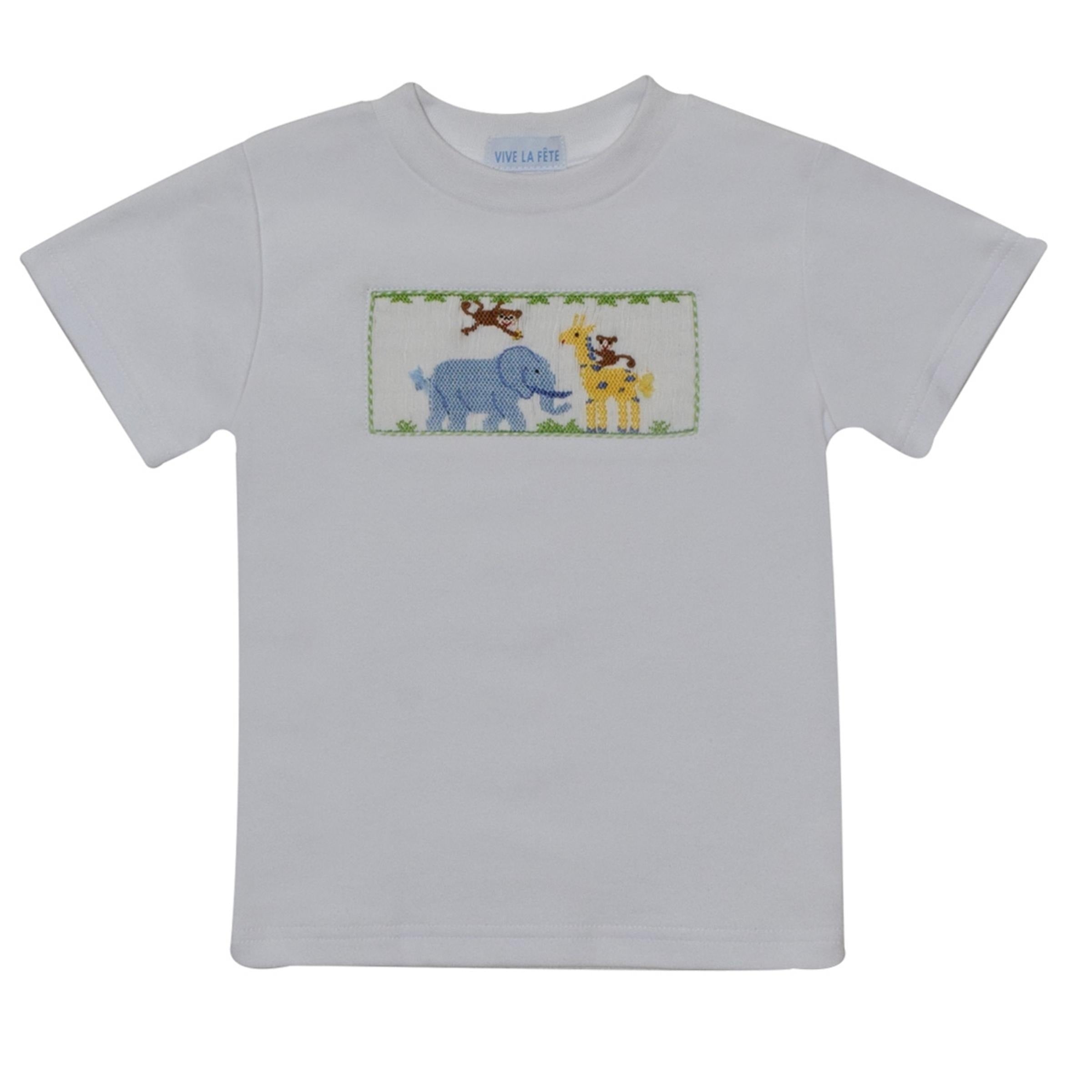 Vive La Fete Zoo Smocked White Tee