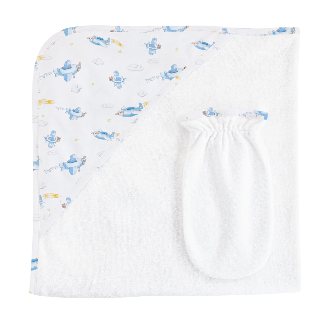 Baby Club Chic Sky Adventure Hooded Towel with Mitt