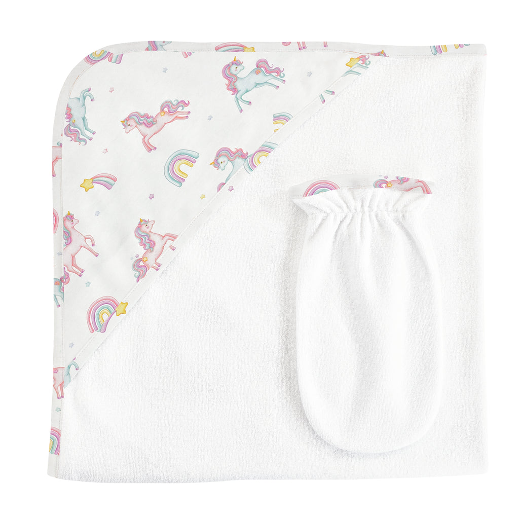 Baby Club Chic Magical Unicorn Hooded Towel with Mitt