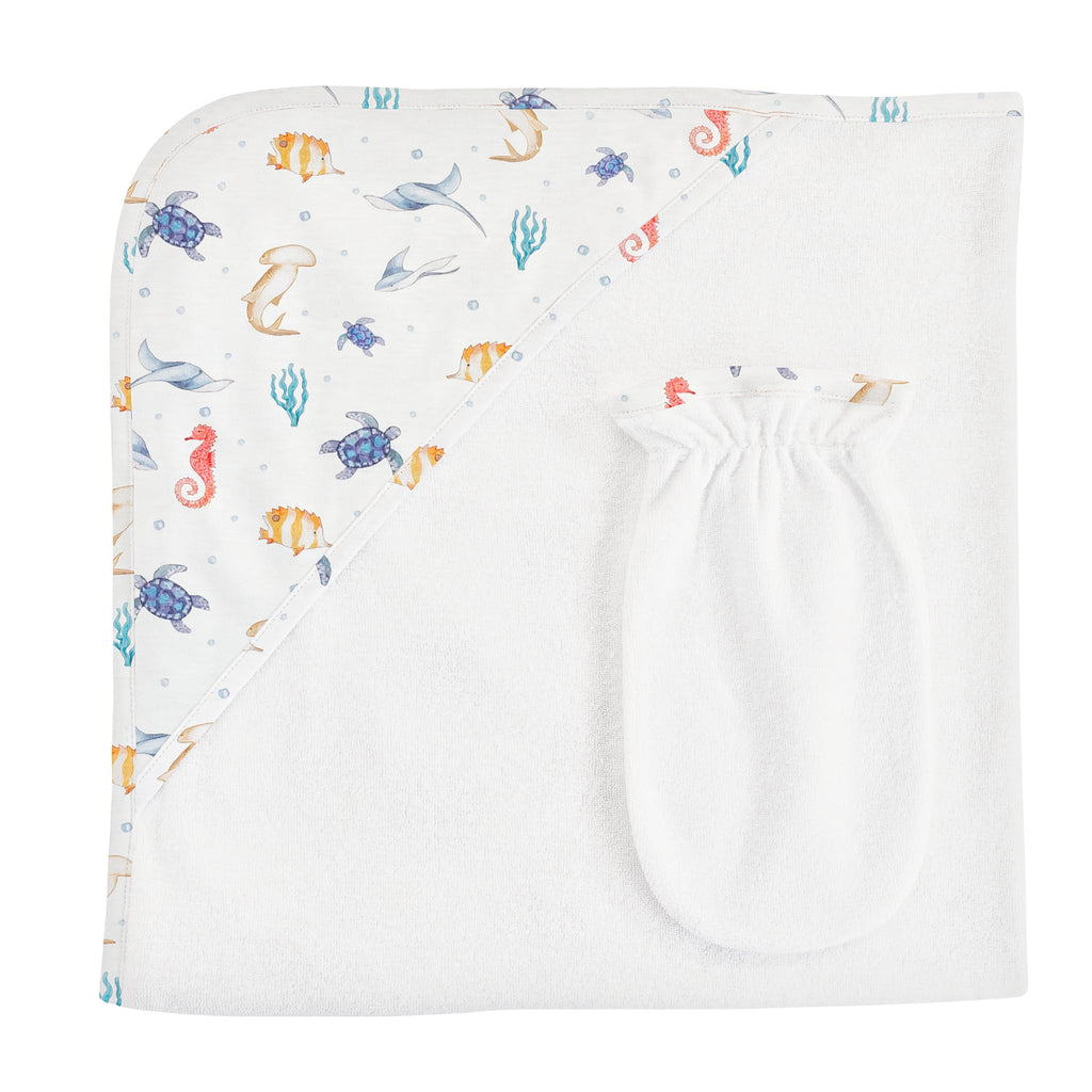 Baby Club Chic Sea Friends Hooded Towel with Mitt