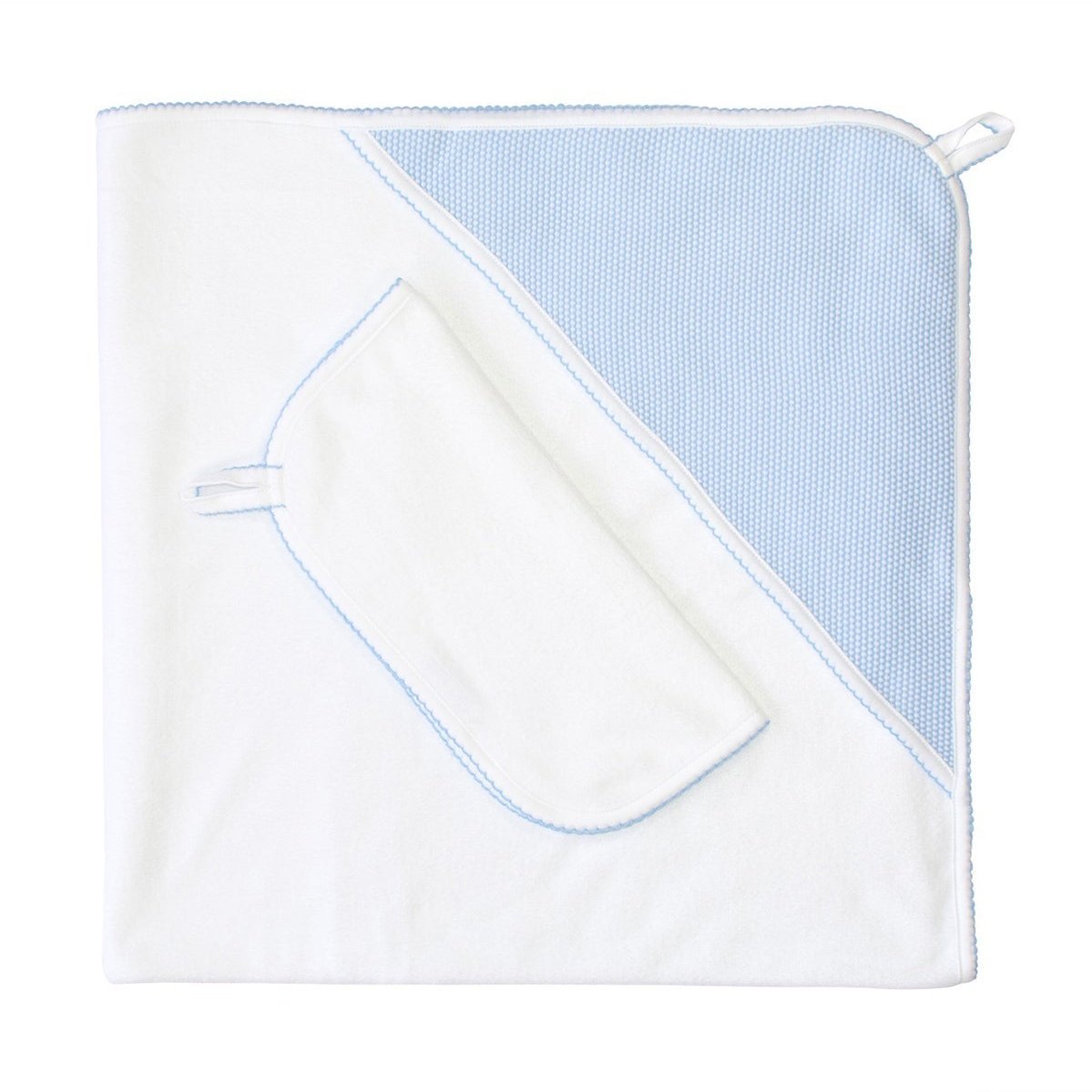 Nella Pima Bubble Hooded Towel, Blue