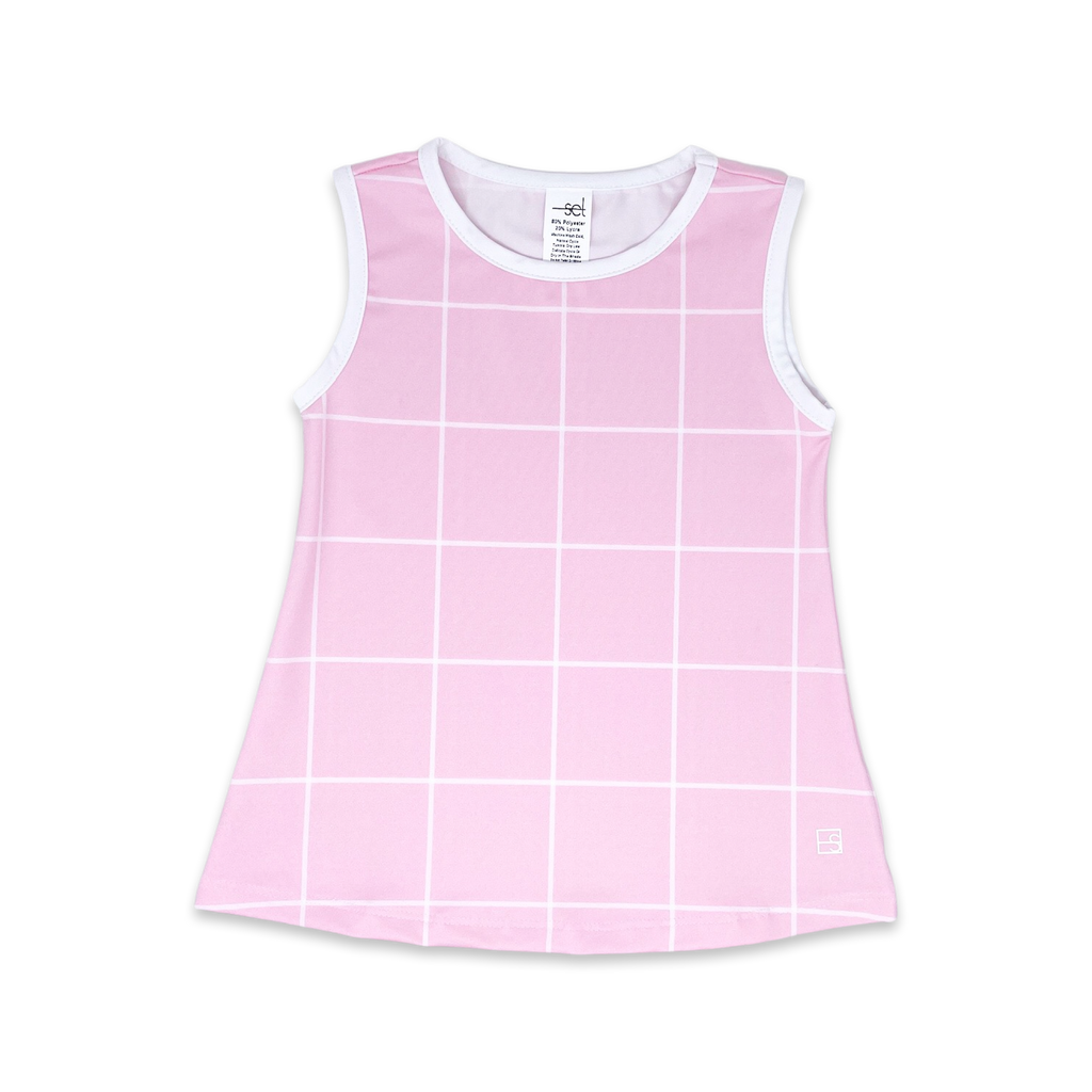 Set Athleisure Tori Tank, Pink Windowpane