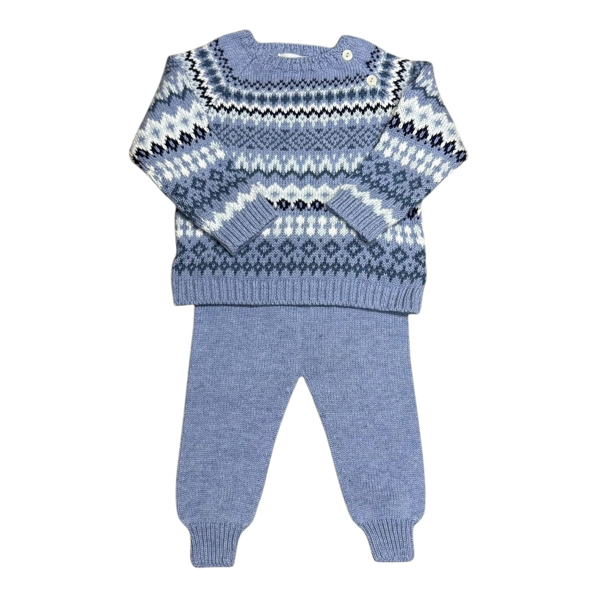 Mi Lucero Chambray Infant Fair Isle Jogger Set